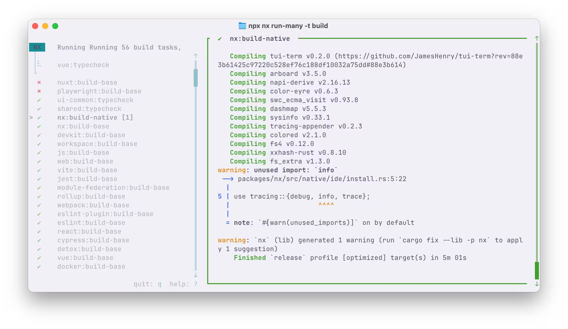 Terminal UI task list interface